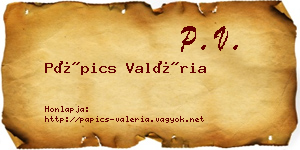 Pápics Valéria névjegykártya